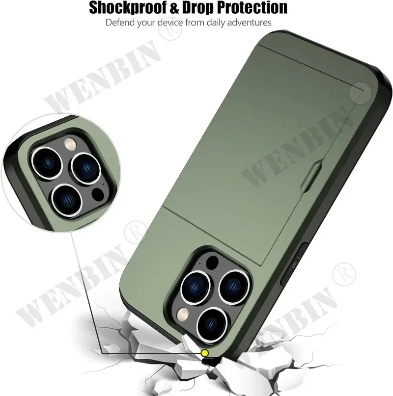 Heavy Duty Protective Dual Layer Phone Case with Hidden Card Slot and Slim Wallet Holder