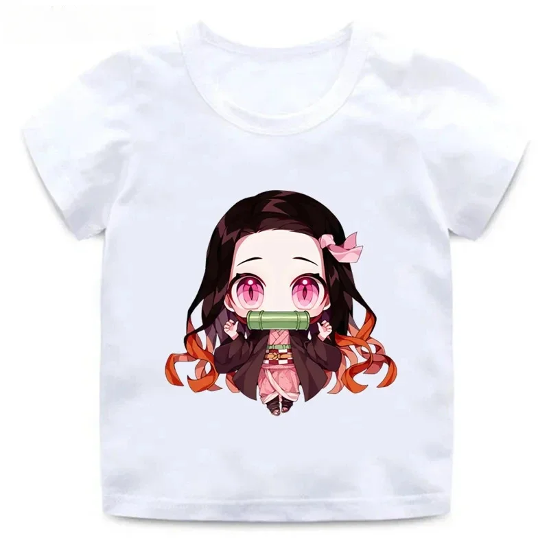 Summer Cotton Funny Children T-Shirts Fashion Baby Clothes Anime Demon Slayer Kamado Nezuko Printed Girls T Shirt Kids Tees Tops 3