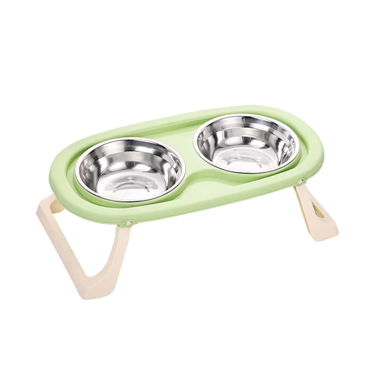 thumbnail image 1 of 1 cuenco plegable de acero inoxidable para mascotas, cuenco para comida para gatos, cuenco para comida para perros, cuenco doble con protección para el cuello y patas altas, 1 of 5
