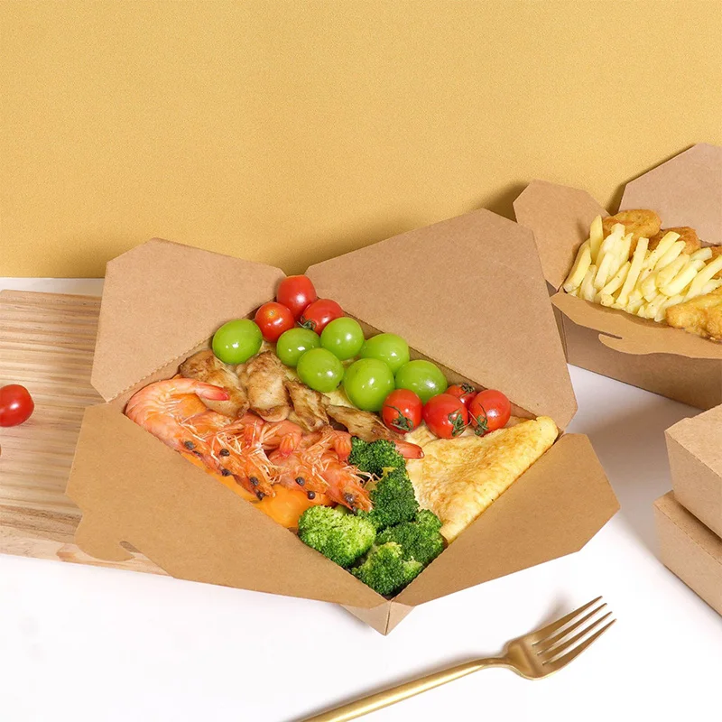 10/20Pcs Kraft Paper Takeaway Boxes, Thickened Disposable Folding Food Containers for B... - SKU KPTB1509 - UGI Packaging