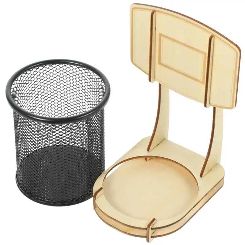 Basquete Pen Holder com Metal Mesh Cup,