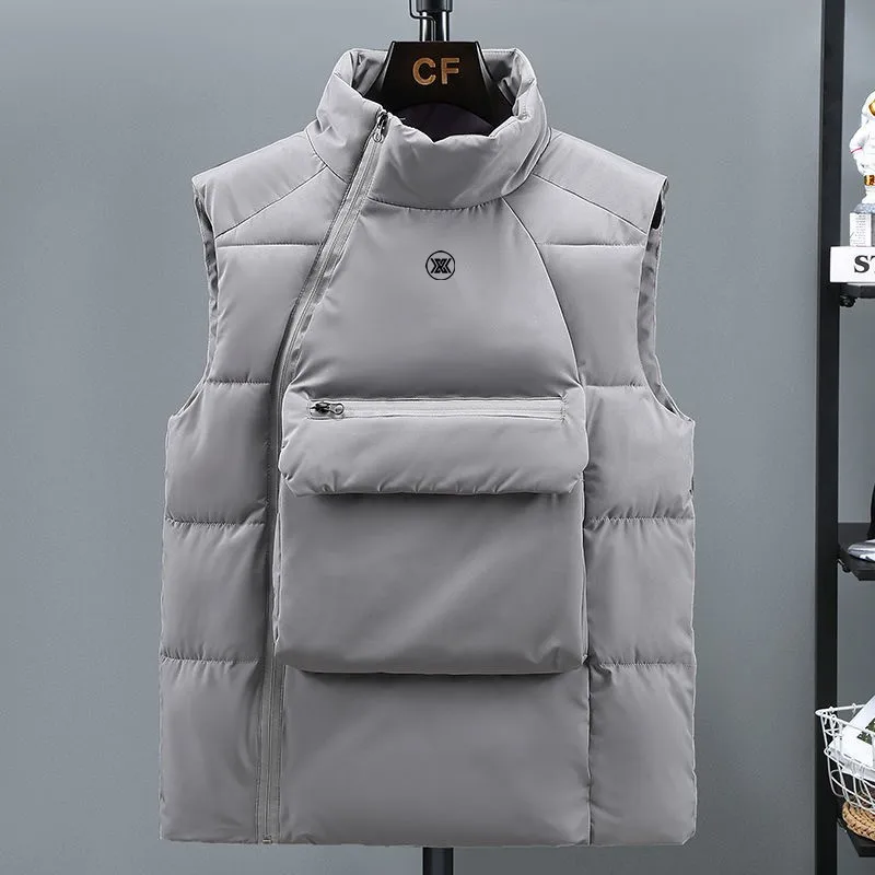 Golf Waistcoat Men's Golf Sleeveless Jacket Fashion Down Cotton Big Pocket Coats Winter Man's Windproof Warm Vest 골프웨어