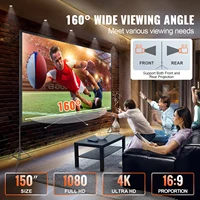 SucceBuy Projector Screen w/ Stand 150in 16:9 4K 1080 HD Portable Projection Screen for Home Office Garden Moive Theater Cinema - Image 2