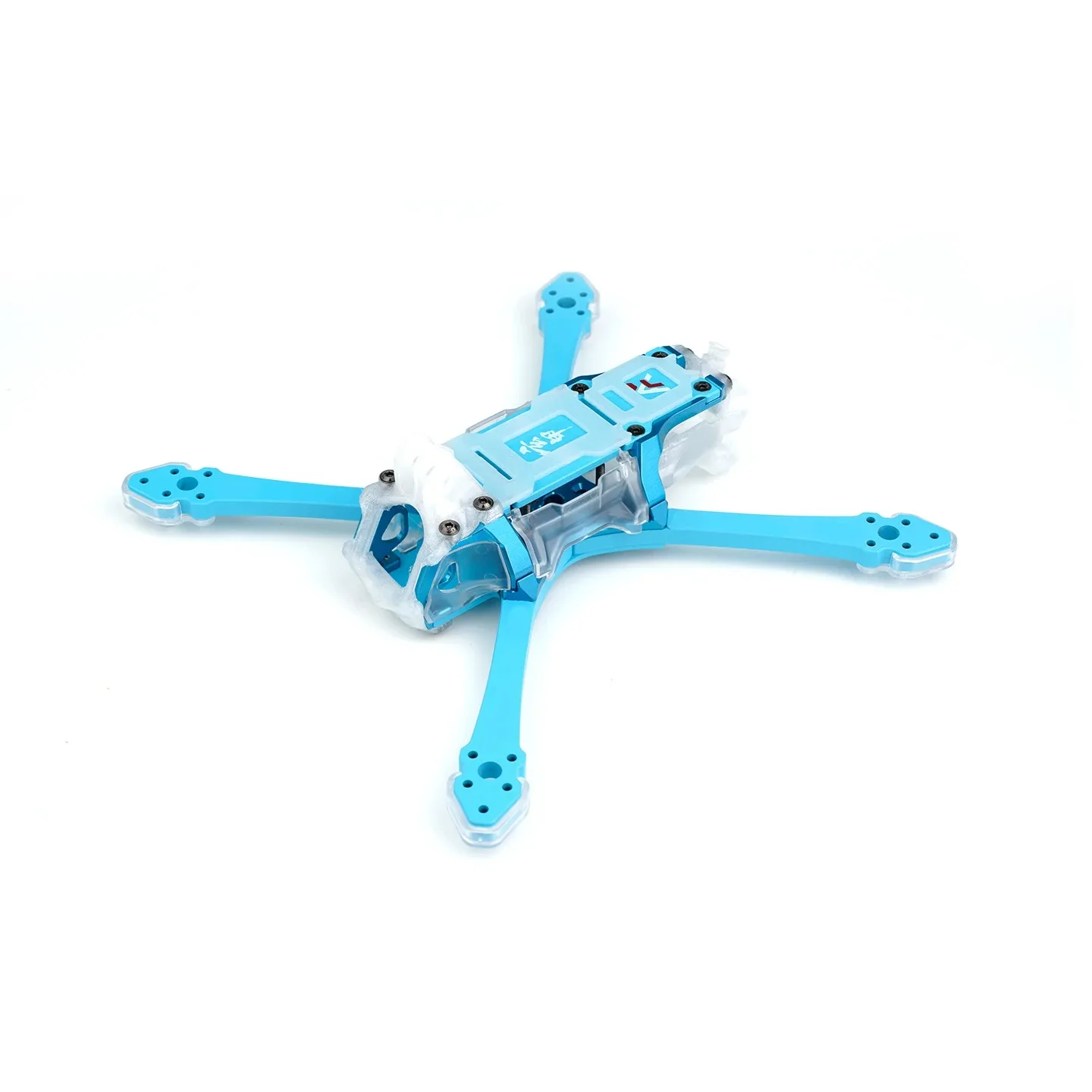 Vue rapprochée du Drone FPV Course 5.8G 720P HD Caméra WiFi Quadricoptère RC avec hélices transparentes et châssis orange.