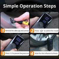 CARSUN Rechargeable Air Pump Tire Inflator Portable Compressor Digital Cordless Car Tyre Inflator For Motocycle Bicycle Balls 4