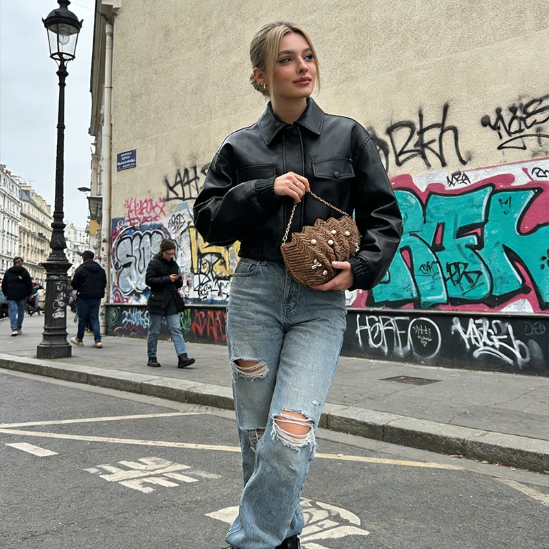 Raffia-Stroh Gewebte Ketten-Umhängetasche, Boho-Muschel-Handtasche für Damen, Handgefertigte Geflochtene Sommer-Strand-Urlaubs-Reisetasche – Detail 11