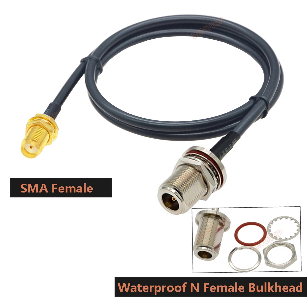 RG58 방수 N 암-암 SMA/RP-SMA RF 동축 피그테일 3G 4G 5G LTE 안테나 연장 점퍼 1개