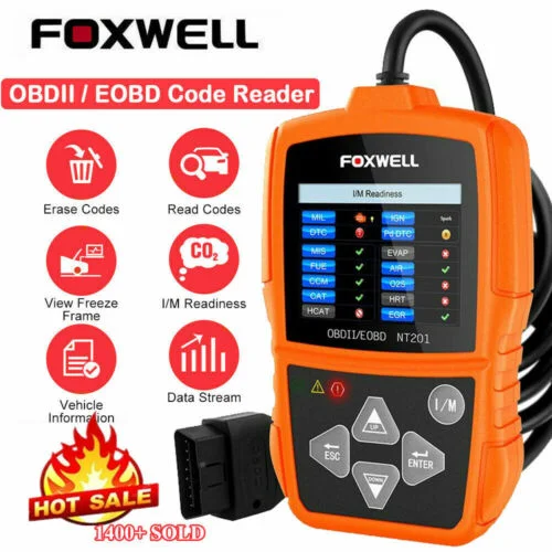 

FOXWELL NT201 Auto OBD2 EOBD Scanner Fault Code Reader Scanner Car Diagnostic Scan Tool Check Engine Light Scan Tool