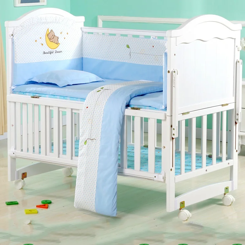 5pcs Set Baby Crib Bedding Set Bed Surround Bumpers Cotton Pad Pillow Suit Newborns Cartoon Bed