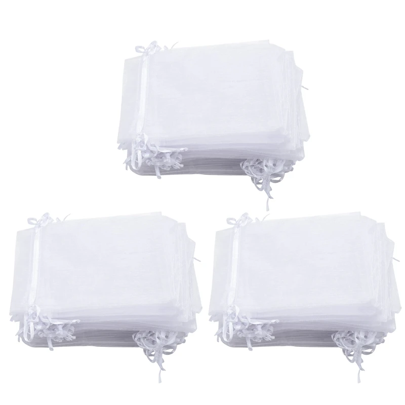 

150 Pieces 4 By 6 Inch Organza Gift Bags Drawstring Jewelry Pouches Wedding Party Favor Bags (White)
