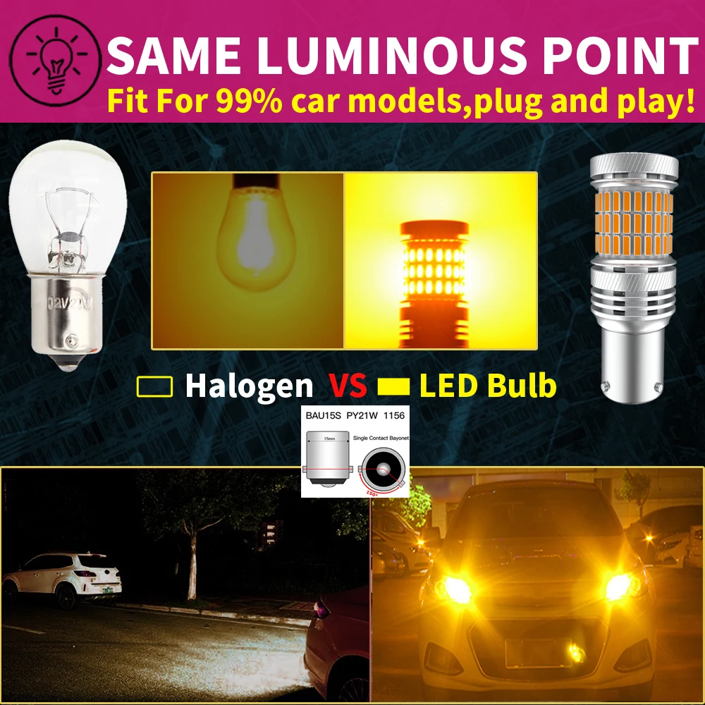 2pcs LED Turn Signal Light Bulb Lamp 1156 7506 PY21W P21W T20