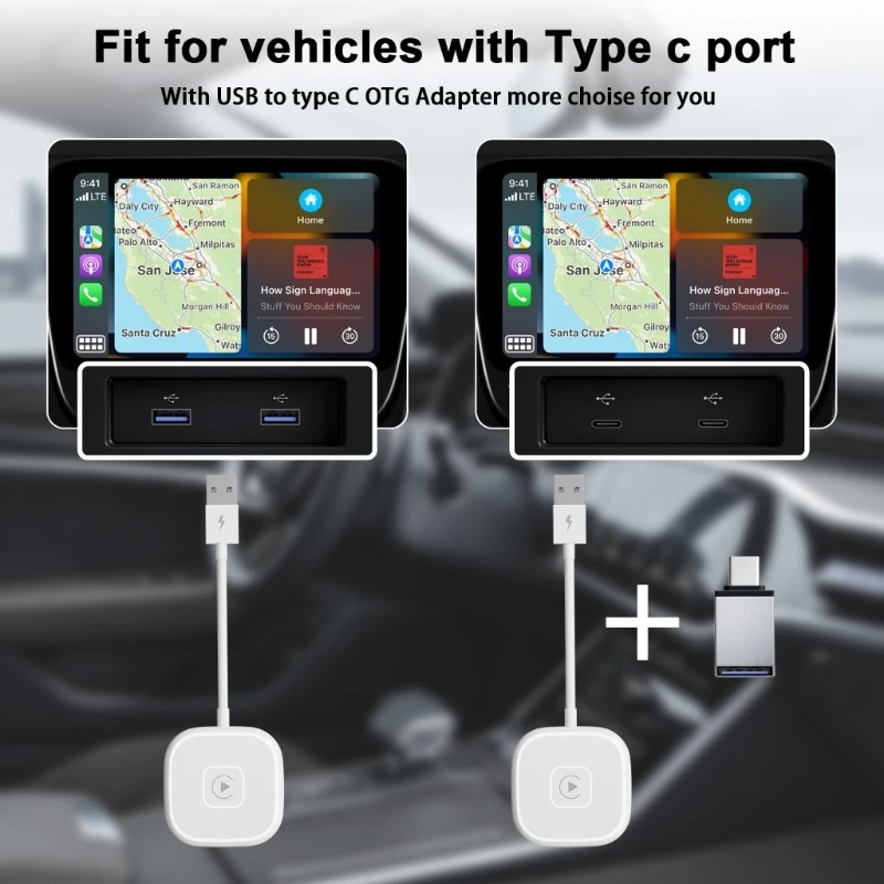 

Легкий беспроводной адаптер Carplays Пластиковый адаптер Ощутите удобство беспроводных Carplays с этим адаптером