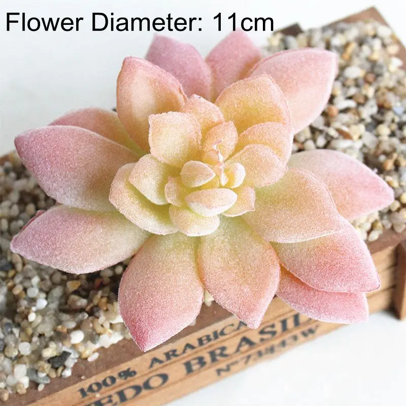 Mini Artificial Red Flocking Succulent Plant for Home and Office Decor