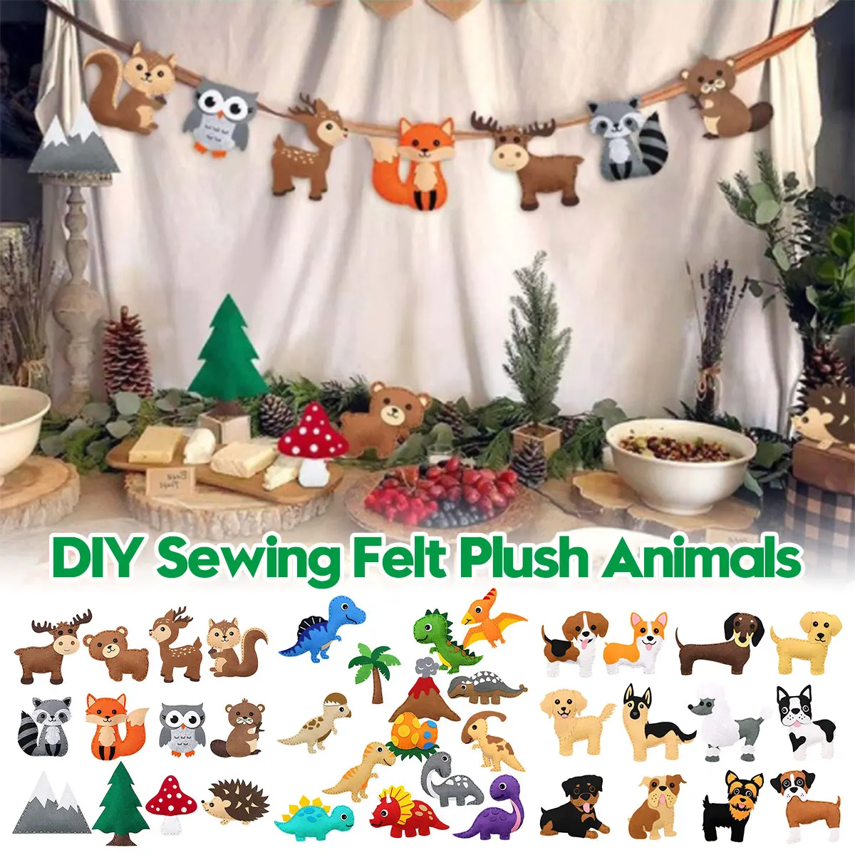 DIY Sewing Craft Kit for Kids - Forest Creatures Felt Plush Art Set, Perfect for Beginners and Christmas Gifts