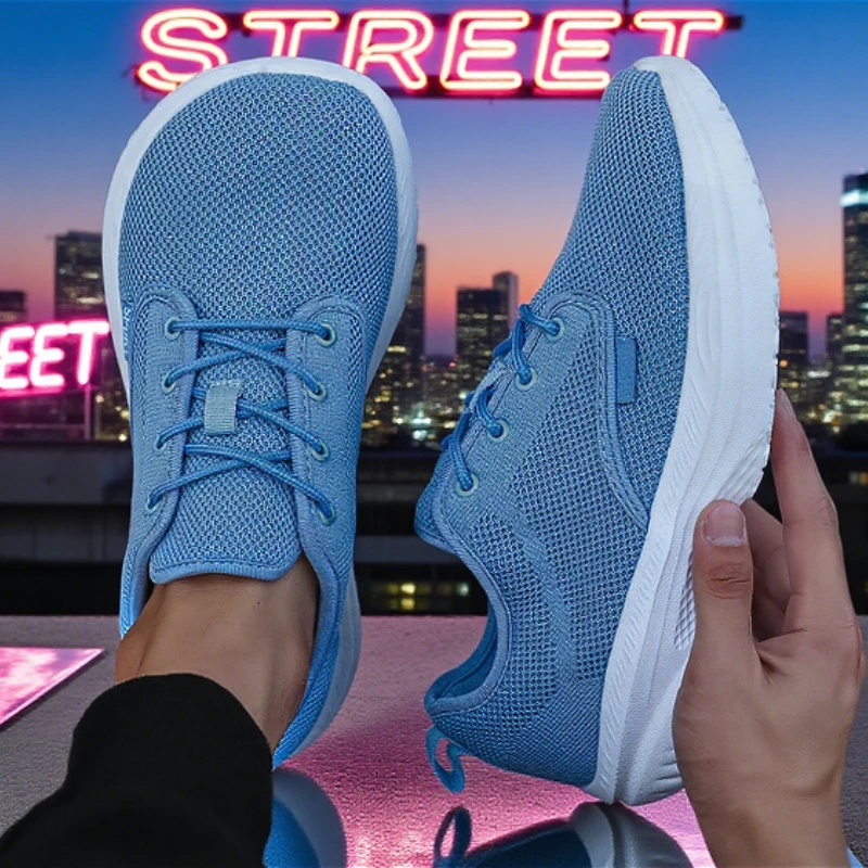 Men's Platform Sneaker Tennis Femimino Slip on Breathable Sports Shoes Mesh Soft Barefoot Walking Shoes Zapatillas De Deporte