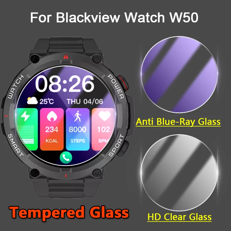 5Pcs Screen Protector For Blackview W50 SmartWatch 2.5D 9H Ultra Slim Clear / Anti Blue-Ray Tempered Glass Protective Film