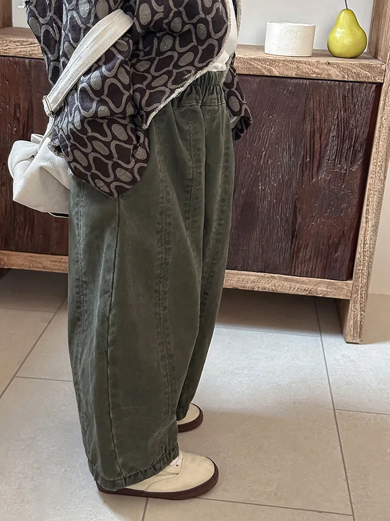 Autumn Kids Wide Leg Solid Color Casual Pants