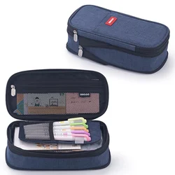Elegant Navy Blue Pencil Case, Expandable and Versatile, Crafted from Premium Fabric, Perfect (Navy)
