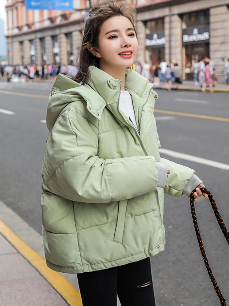 【Sinoon】★ 韓国人気 ★Hoodie Puffer Jacket ★ 3 COLOR 2022-New-Style-Splicing-Color-