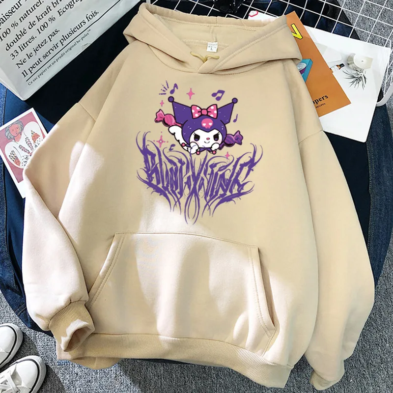 Japanese Anime Sanrio Kuromi Cute Women's Hoodie Student Y2K Sweatshirt Spring and Autumn Outdoor Sports and Leisure Pullover 5