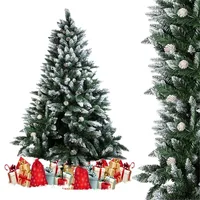4 5 6 7ft Snow Flocked Artificial Christmas Tree Xmas Hinged Pine Cones Decor 3