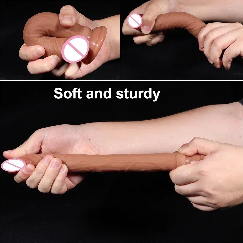Sex Toys Soft Double Layer Silicone Big Dildo Realistic Fake Long Dick Penis Butt Plug Adult Sex Toys For Woman Men Vagina Anal Massager