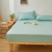 Drap-housse en coton de couleur unie avec bande élastique, housse de matelas réglable antidérapante pour lit Double King Queen 160x200 200x200cm 2