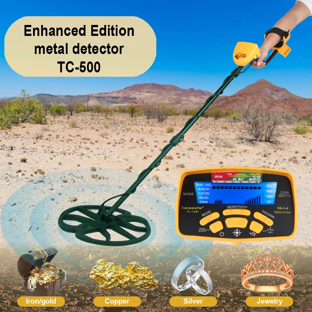 TC500 Professional Metal Detector Underground Gold Detector High Accuracy Metal Finder Waterproof Search Coil Seeker Treasure