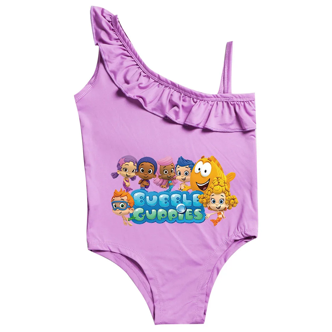 

2-10Y Cartoon Molly-Bubble Guppies Swimwear Kids One Piece Swimsuit Baby Girls Ruffle Bodysuits Children's Sleeveless BeachWear