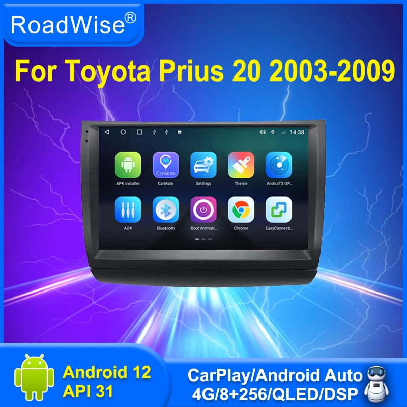 

Roadwise 8+256 Android 12 Car Radio For Toyota Prius 20 2003 - 2009 Multimedia Carplay 4G Wifi GPS DSP DVD 2DIN Autoradio Stereo