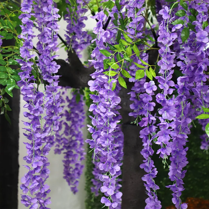 Kunstmatige Blauweregen Wijnstok 3.6 Voeten Bloemen Opknoping Guirlande Zijde Koord Voor Bruiloftsfeest Tuin Groen Huis Wanddecoratie