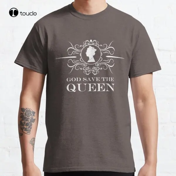 Elizabeth Ii Crown Uk Monarch God Save The Queen Classic T-Shirt Tee Shirt Magliette Nere Per Le Donne Regalo Personalizzato Streetwear