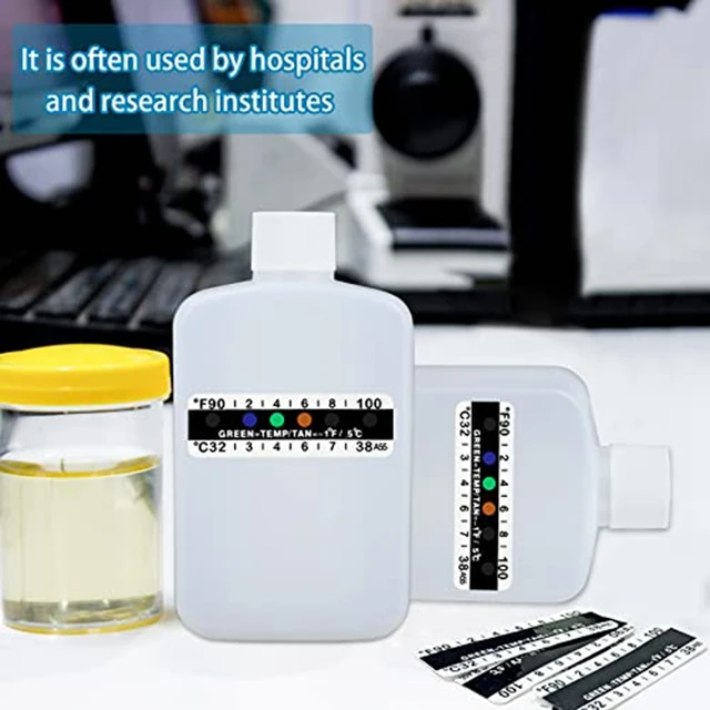 A 12 Darabos Vizeletvizsgálat Teljes Készlet 2 Áttetsző, Hordozható Üres Palackot, 10 Ragacsos Hőmérsékleti Tesztcsíkot Tartalmaz - Image 2