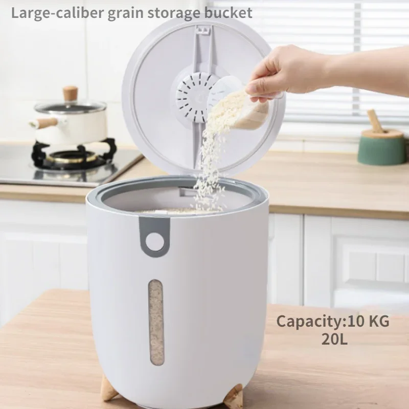 

Large Capacity Kitchen Container Bucket Proof Insect Moisture Rice Cylinder Grain Sealed Jar Home Storage Pet Dog Food Store Box