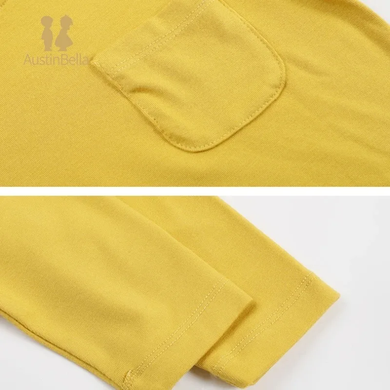 Bamboo Baby Clothes Spring Summer T-shirt Short Long-sleeved Tee Shirt with Breast Pocket Design Baby Boys Girls Bottoming Shirt