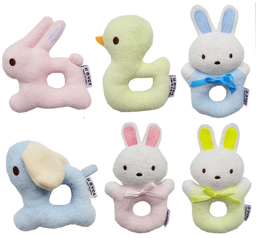 

Creative Round Hand-Cranked Baby O-Shaped Rattle Lovely Cartoon Plush Rattle Toys Soft Hand Bell Recycle Baby Toys Teether dolls