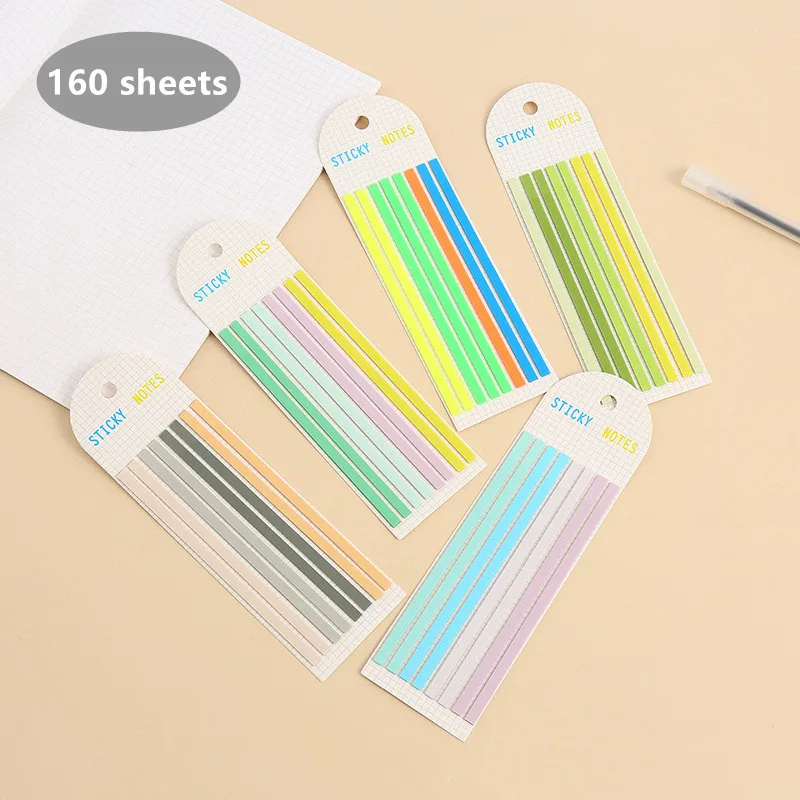 160 Sheets Color Stickers Transparent Fluorescent Index Tabs Flags Stationery Children Gifts School Office Supplies