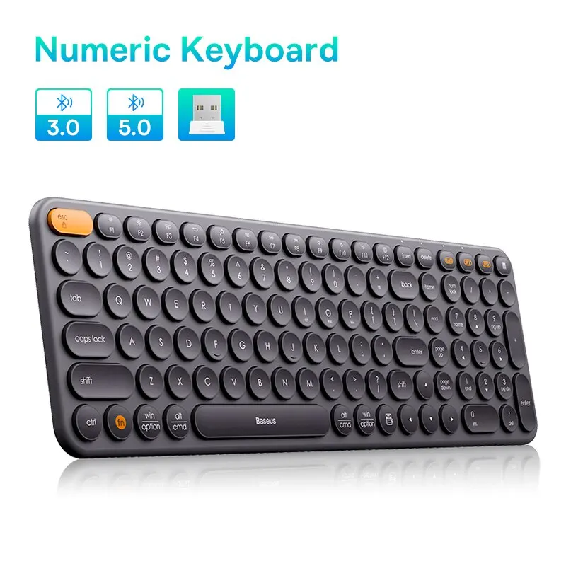  Baseus Bluetooth Wireless Keyboard 5.0 2.4G USB Silent US Layout Keyboards EN 84 / 105 Keycaps For MacBook iPad PC Tablet 