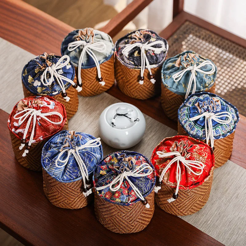 1Pcs Varied Colors Tea Bag for Bowl Cup Chinese Tea Ceremony Cloth Portable Bag for Travel Canister Cover Portable
