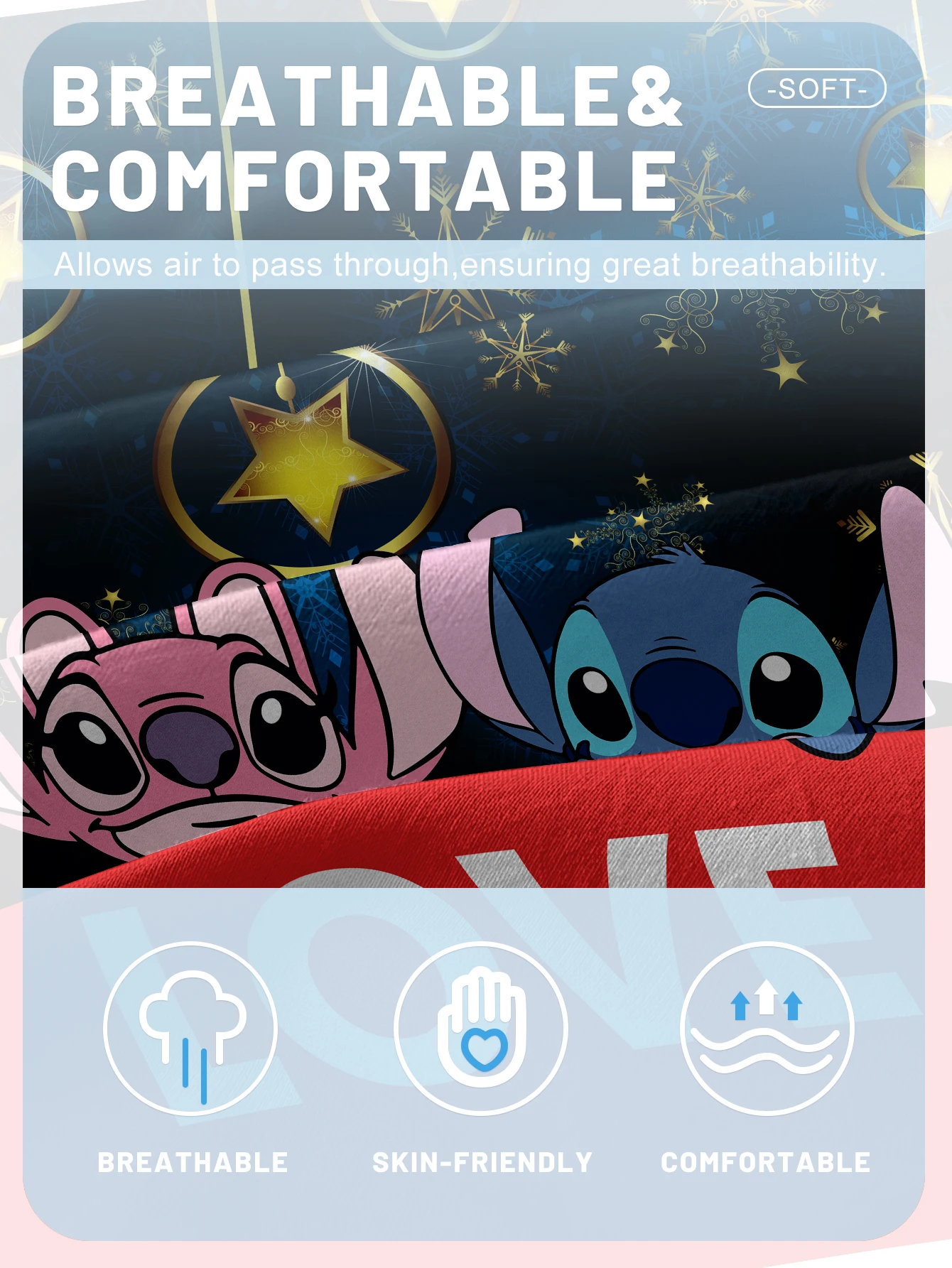 1 cartoon cute Stitch pattern digital printed frosted Fitted Sheet,bedroom printed bed cover,bedding(No pillowcase) 5