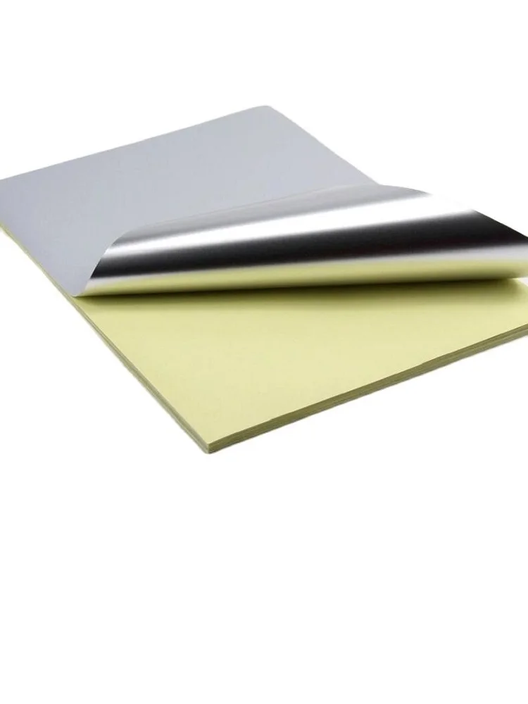 50sheets/lot A4 Self Adhesive Silver Aluminum Foil Printing Paper Copy
