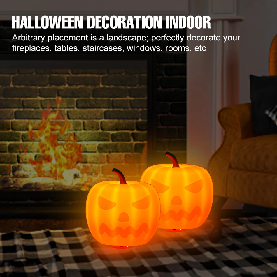 Description Picture 5 of itemLED Night Lights Silicone USB Rechargeable Table Lamp Bedroom Bedside Desktop Halloween Pumpkin Decoration Children Holiday Gift