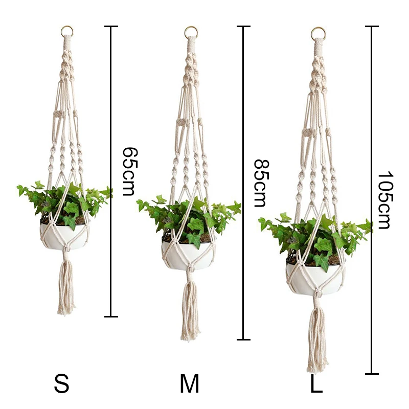 Elegant Woven Plant Hanger Basket with Tassel Design for Indoor and Outdoor Spaces