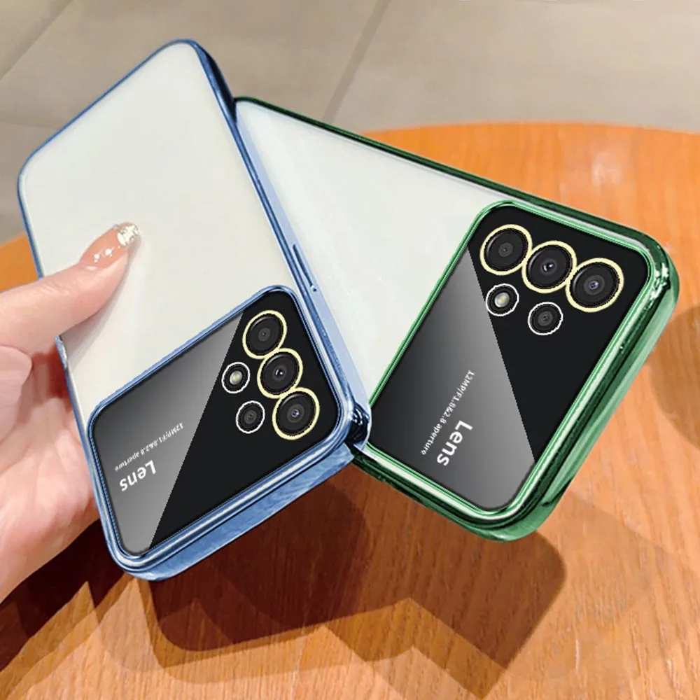 Per Samsung Galaxy A13 4G Samsunga13 Custodia Per Telefono Luxury 6D Placcatura Clear Large Window Lens Film Bordi Morbidi Antiurto Cover Carina