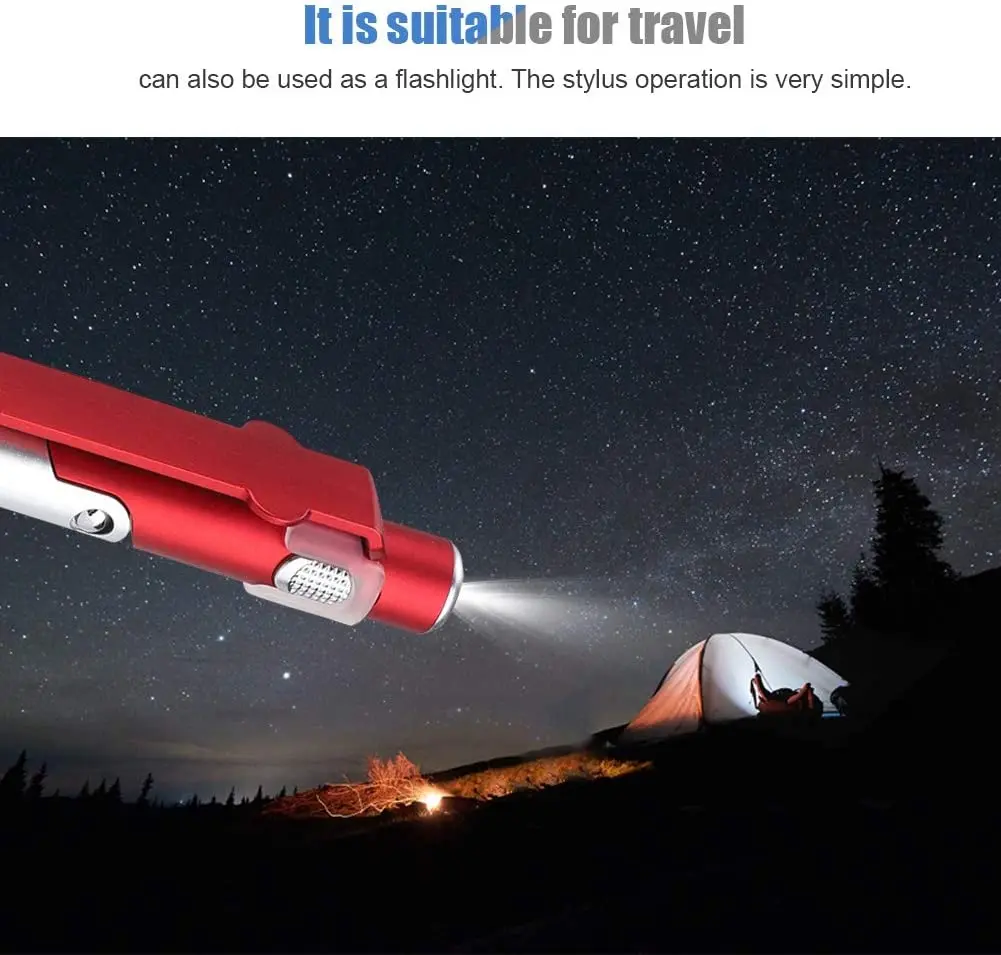 Ballpoint Pen with LED Light Multifunction Folding Stand for Phone Holder Night Reading Stationery Pen for Office School Student