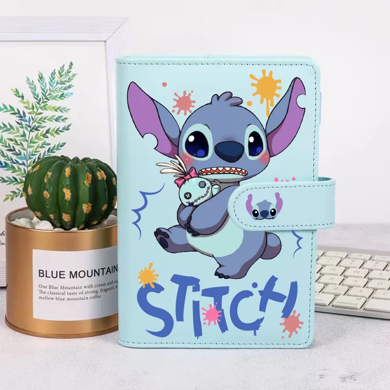 Stitch Cute A6 Handbook Cartoon Notebook PU Cover High Beauty Diary Student Loose leaf Diary Birthday Gift Office Supplies 6