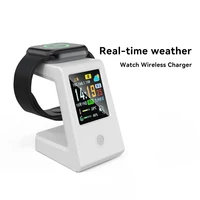 Horloge météo WiFi, charge sans fil pour montres - horloge de table numérique intelligente, affichage météo en temps réel, commande tactile 2