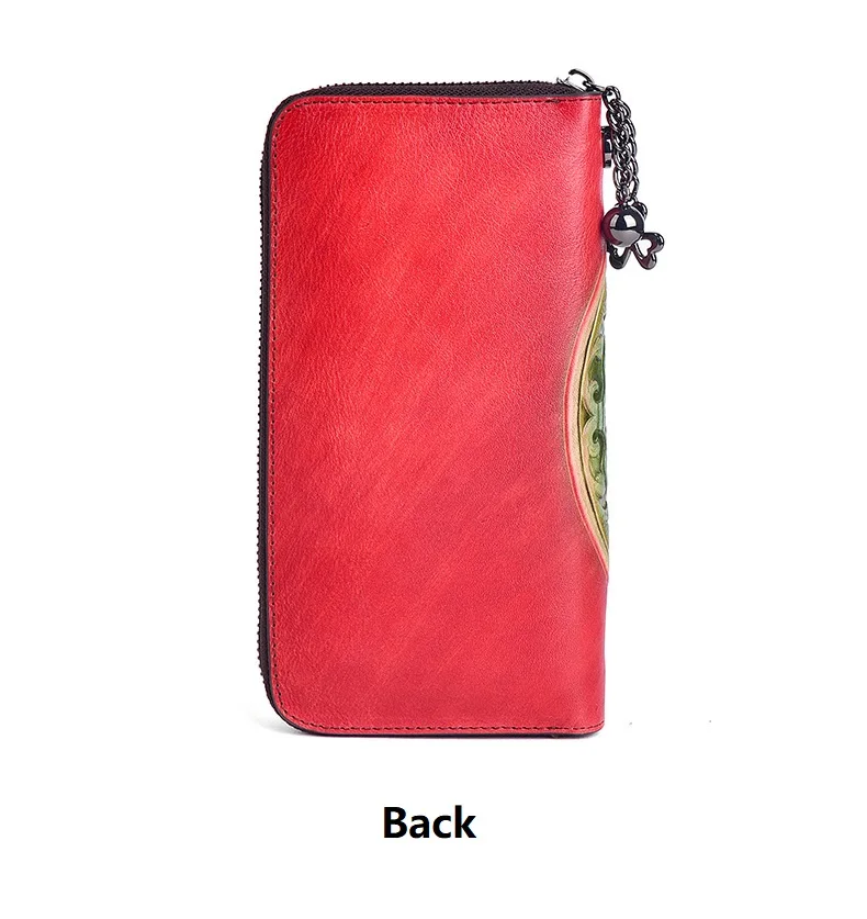3D-Blumenmuster Echtleder-Geldbörse für Damen Vintage Echtes Leder Damen-Portemonnaie 2026 Neue Karten- und Münz-Clutch-Tasche – Detail 14