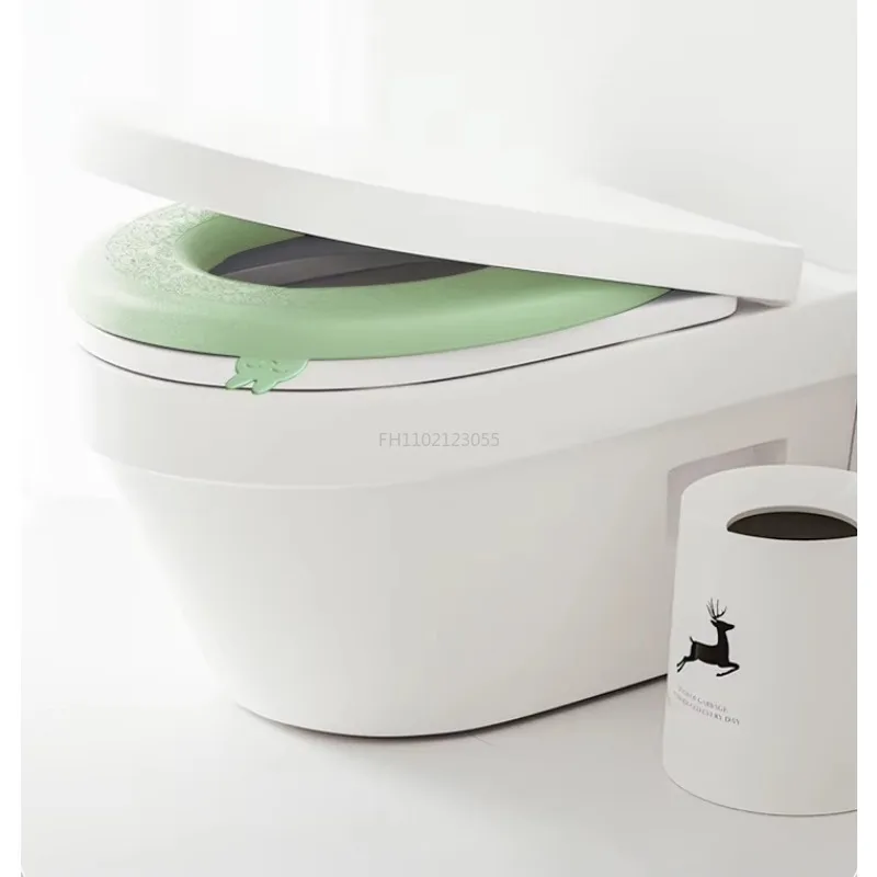 Washable Toilet Seat Cover Waterproof Sticker Foam Toilet Lid Cover Portable Silicone Toilet Cup Covers Bathroom Accessories