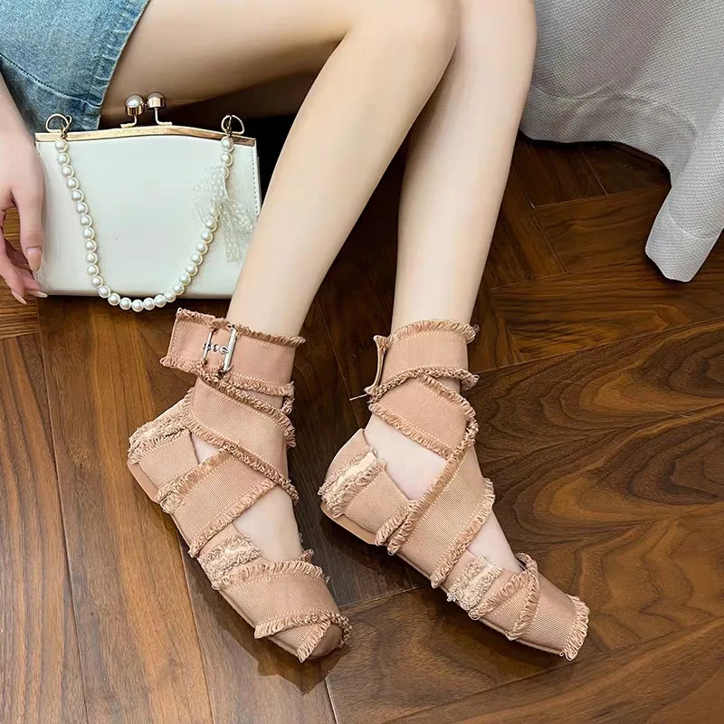 Women Slippers Square Toe Fashion Flats Woman Spring Summer Casual Cozy Luxury Soft Flat Sandals Holiday Beach Shoes 3